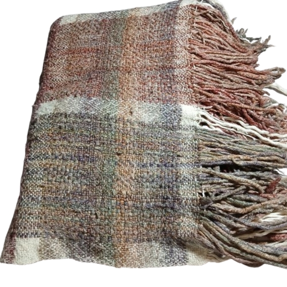 Kennebunk Weavers  Throw Blanket Woven Earth tones Brown Beige Cream 38 x 52 - Picture 1 of 5